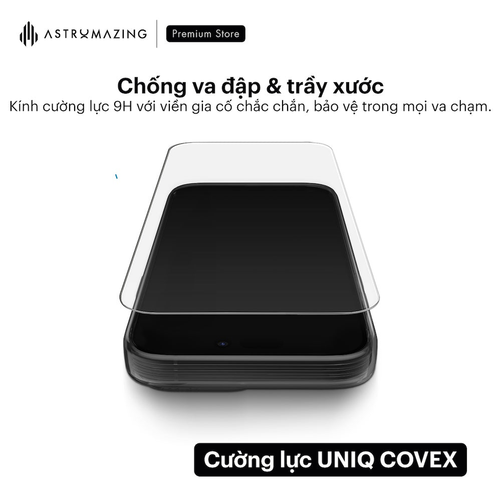 Cường Lực iPhone 17 UNIQ Optix Covex 9H, chống nhìn trộm