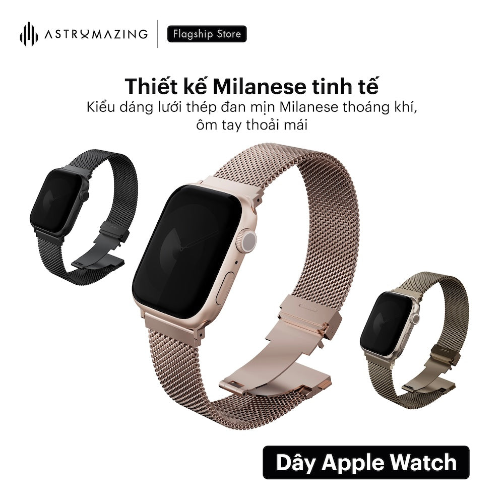 Dây đồng hồ Apple Watch UNIQ Dante Pro lưới thép Milanese
