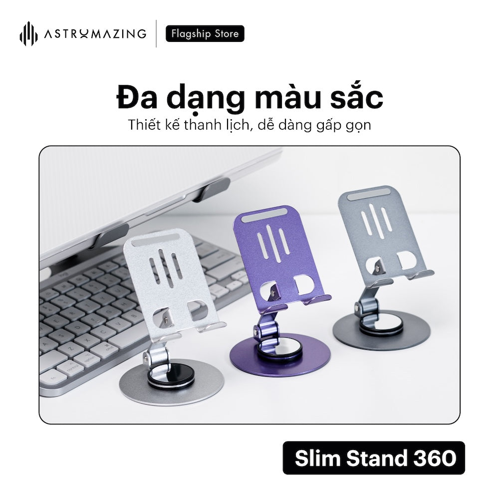 Giá đỡ điện thoại kim loại Slim Stand 360 dễ dàng gấp gọn