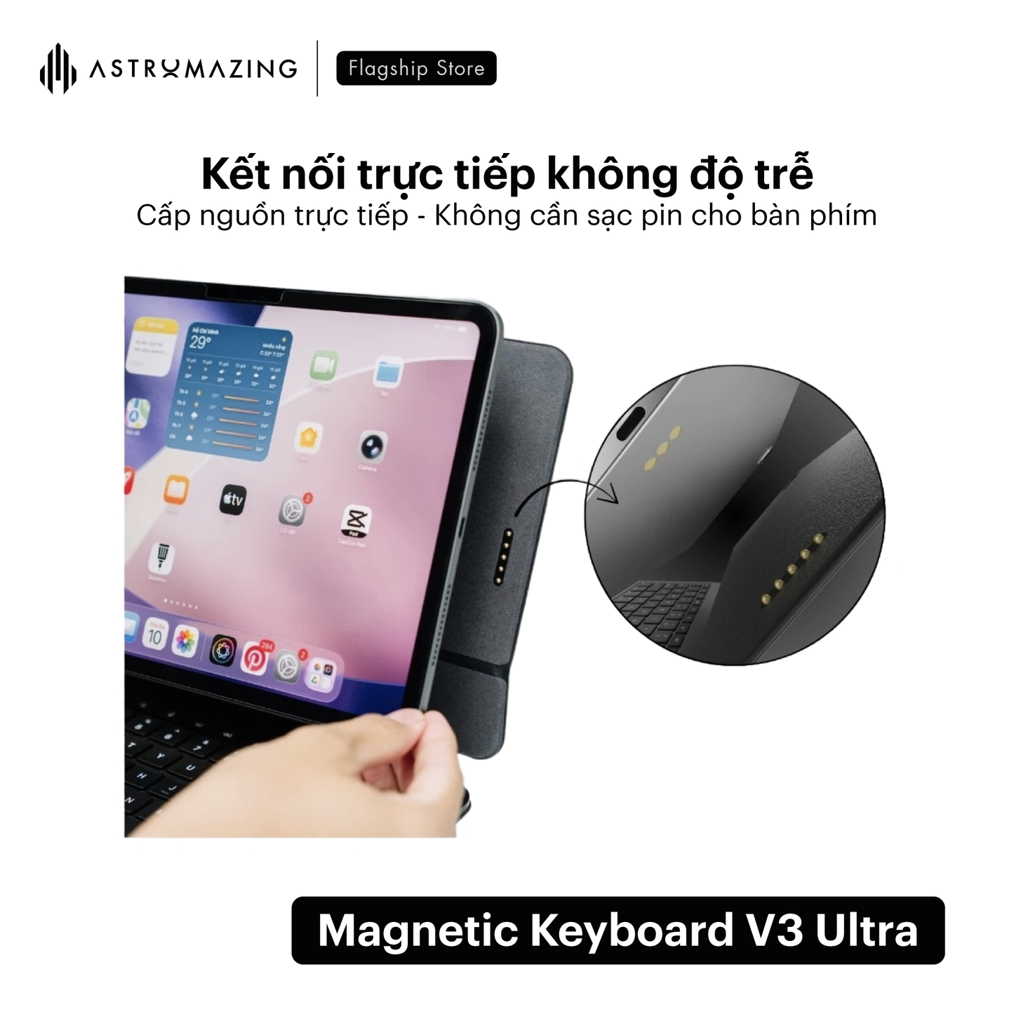 Bao da bàn phím iPad Magic Keyboard V3 Ultra kết nối Smart Connector