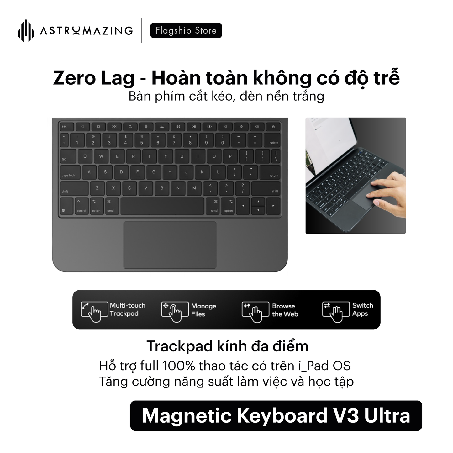 Bao da bàn phím iPad Magic Keyboard V3 Ultra kết nối Smart Connector