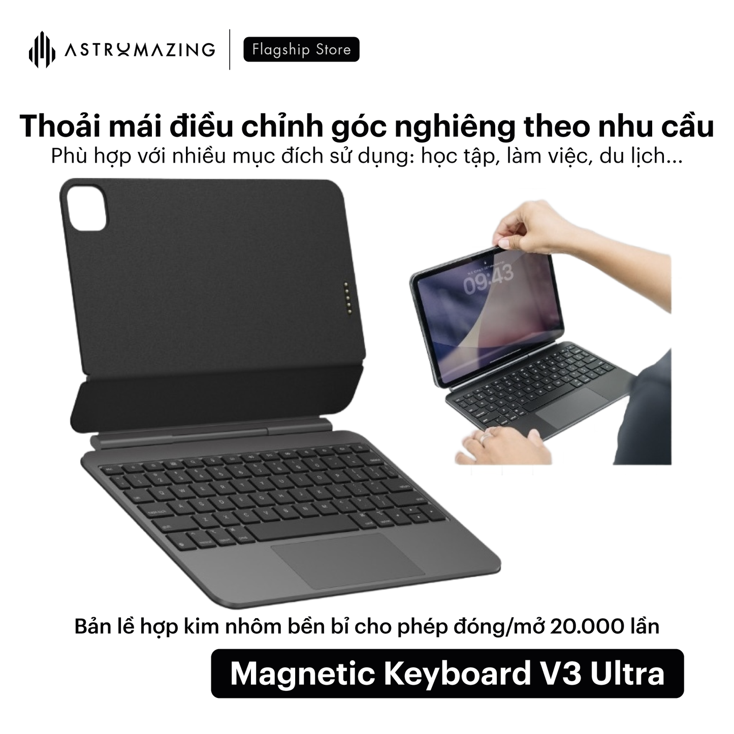 Bao da bàn phím iPad Magic Keyboard V3 Ultra kết nối Smart Connector