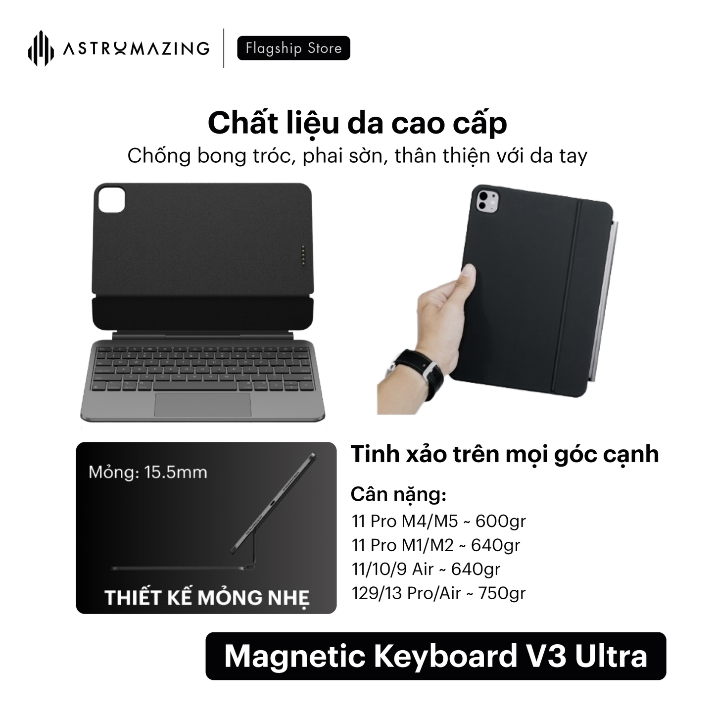 Bao da bàn phím iPad Magic Keyboard V3 Ultra kết nối Smart Connector