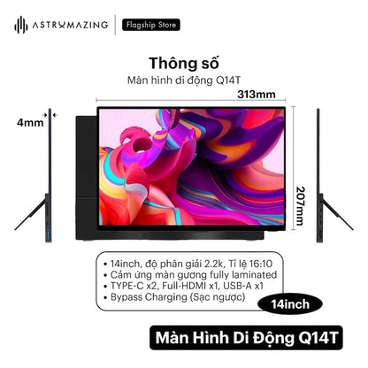 Màn Hình Di Động Cảm Ứng Q14T AstroMazinq x WEICHENSI Siêu Mỏng 14inch 2k2