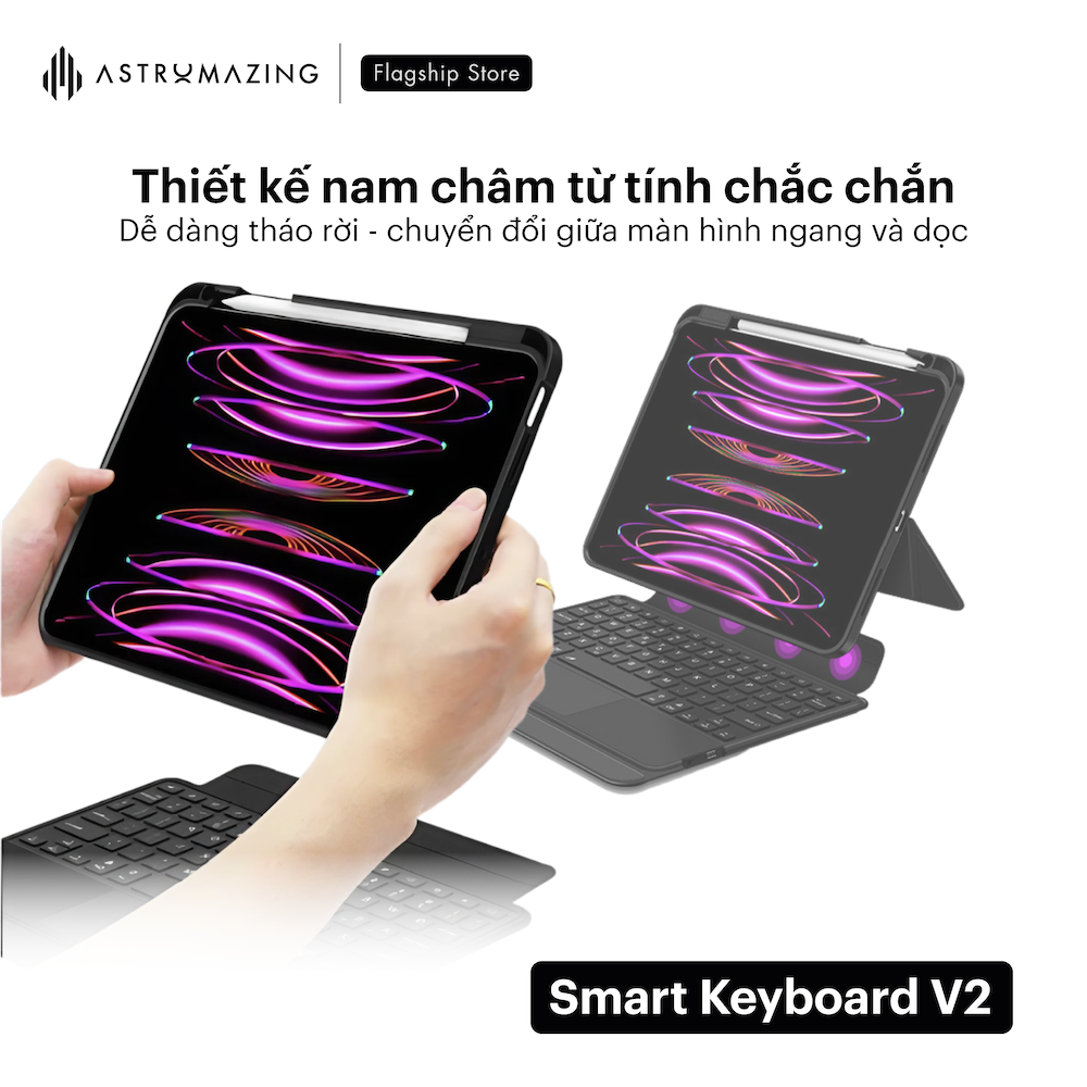 Ốp lưng bàn phím iPad Smart Keyboard V2 tháo rời bàn phím