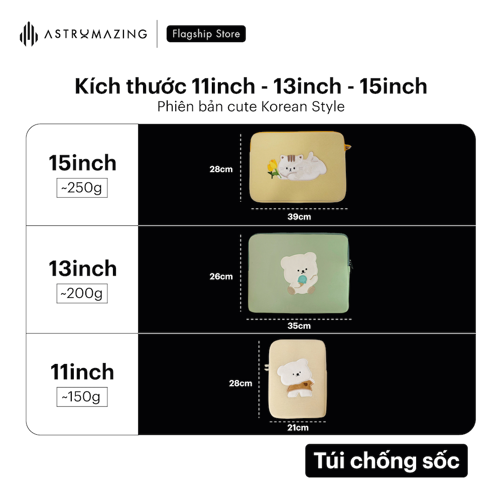 Túi chống sốc iPad Laptop Cute Korean Style 11,13,15 inch